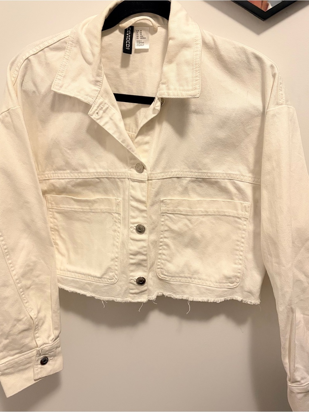 H&M Cropped white Denim Jacket
